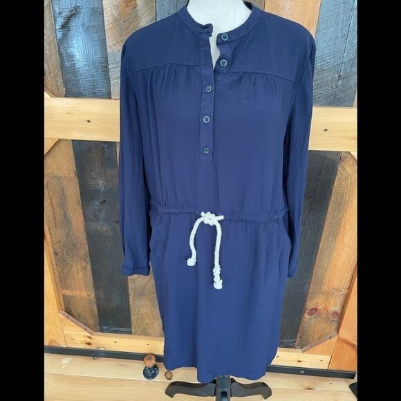 J Crew shift style long sleeved dress with drawstring waist and rope tie belt - Picture 1 of 6